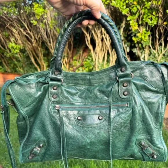 Auth F/W 2007 Balenciaga Pine Green Chevre Agneau City Shoulder Bag - Picture 3 of 16